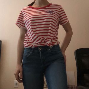 Red and white striped shirt. Love wins shirt